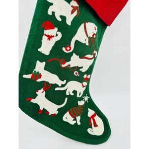 Pottery Barn Holiday Icons Crewel Knit Stockings Cats